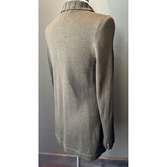 womens maria ficalora Single Cross neck button olive green Cardigan Size M - Picture 4 of 11
